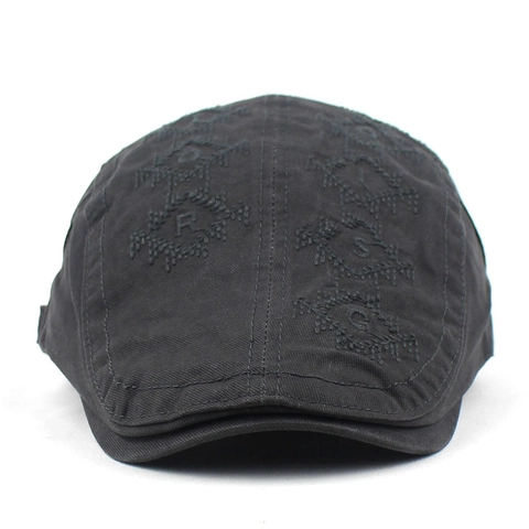Vintage 100% Cotton Embroidered Beret Hat For Men Women Adjustable Cabbie Hat Fashion Geometric Pattern Newsboy Flat Cap