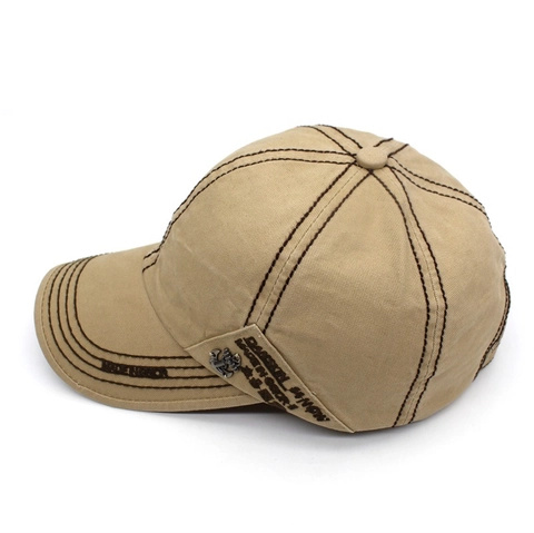 Vintage Baumwolle Baseballkappe Mit Kontrastnähten Anker Metall Logo Verstellbarer Outdoor Sonnenhut Für Herren Damen