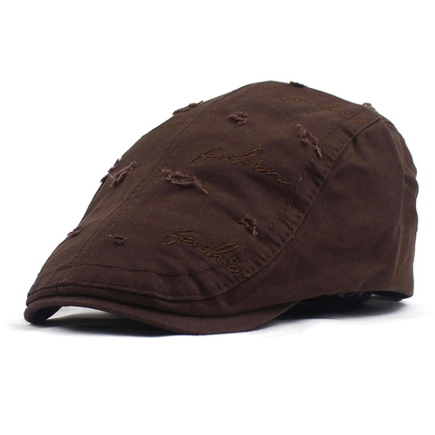 Berretto Coppola in Cotone Vintage Distressed da Uomo Ricamo Lettere Fashion Piatto Regolabile Retro Cappello da Sole Outdoor