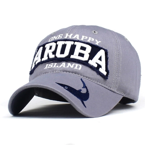 Berretto da Baseball in Cotone Aruba One Happy Island Ricamo per Uomo Donna Casual Motivo Squalo Cappello Parasole Regolabile