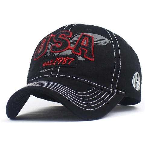 Berretto da Baseball in Stile Vintage Americano USA Ricamato per Uomo in Cotone Regolabile Retro Motivo Aquila Lavato Visiera Parasole