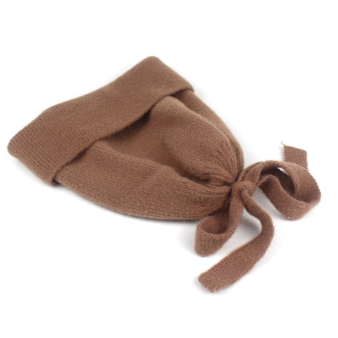 Women Winter Warm Beanie Hat Wool Acrylic Blend Bowknot Decoration Solid Color Ribbed Knit Cuff Cap For Cold Weather Outdoor Accessory