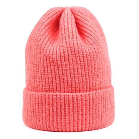 Berretto In Maglia A Coste Per Donna Tinta Unita Caldo Inverno Misto Lana Acrilica Risvolto Termico Outdoor Skull Cap