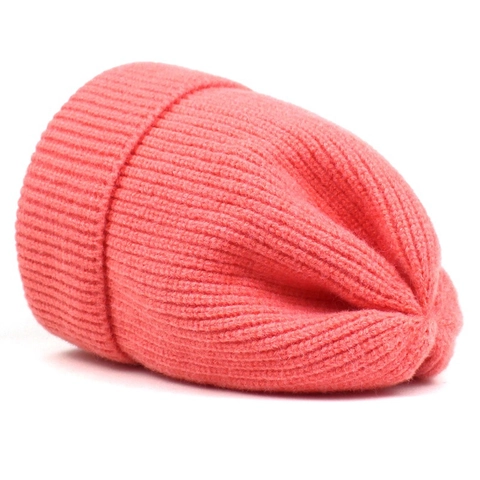 Berretto In Maglia A Coste Per Donna Tinta Unita Caldo Inverno Misto Lana Acrilica Risvolto Termico Outdoor Skull Cap