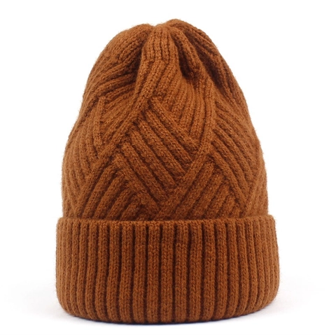 Women Wool Acrylic Blend Knit Beanie Hat Diamond Lattice Cable Knit Warm Winter Skully Cap Ribbed Cuff Daily Casual Outdoor Soft Slouchy Hat