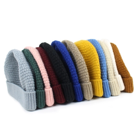 Retro Gebreide Dockermuts Voor Dames Heren Wafeltextuur Warme Winterbeanie Effen Kleur Verstelbare Landlord Pet Casual Streetwear
