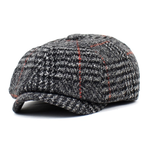 Vintage Britse Ruitjes Newsboy Pet Vrouwen Wolmix Gitterpatroon Baret Retro Mode Achthoekige Pet Voor Herfst Winter