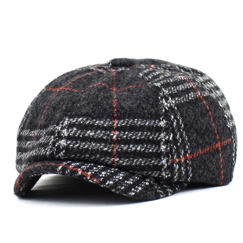 Vintage Britse Ruitjes Newsboy Pet Vrouwen Wolmix Gitterpatroon Baret Retro Mode Achthoekige Pet Voor Herfst Winter