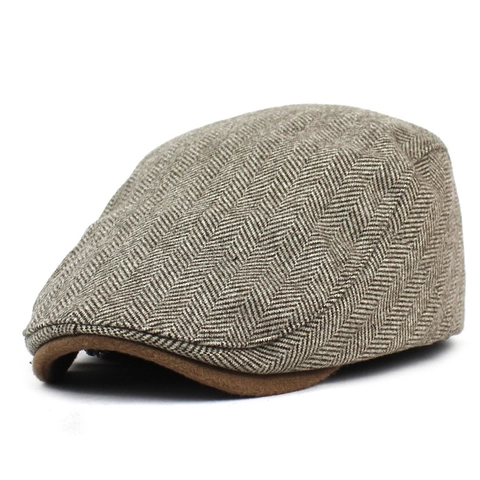 Klassische Schiebermütze Herren Damen Vintage Britische Wollmischung Fischgrätmuster Baskenmütze Verstellbare Schirmmütze