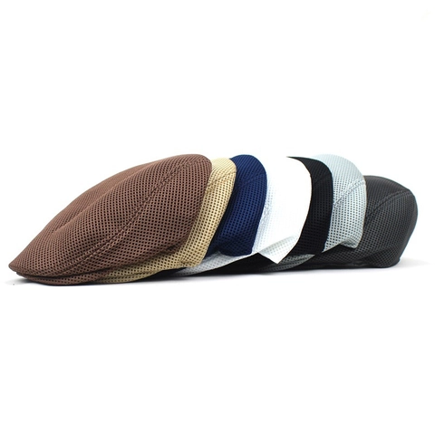 Boina de Malla Transpirable para Hombre Verano Gorra Plana Vintage Deporte al Aire Libre Protección Solar Ivy Cap