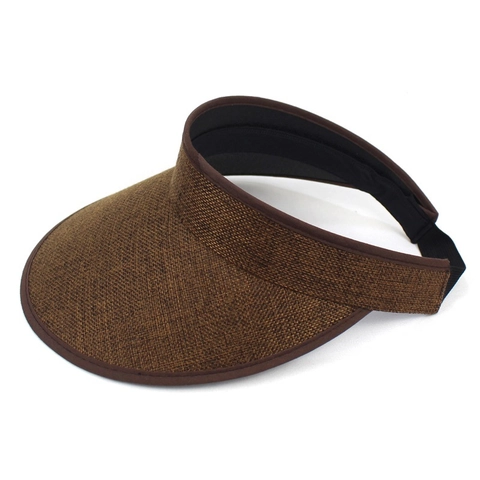 Visiera in Lino Regolabile Unisex Cappello Estivo Protezione Solare Tesa Larga Berretto Vuoto per Sport All'aperto Spiaggia Viaggio