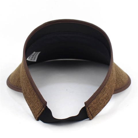 Visiera in Lino Regolabile Unisex Cappello Estivo Protezione Solare Tesa Larga Berretto Vuoto per Sport All'aperto Spiaggia Viaggio