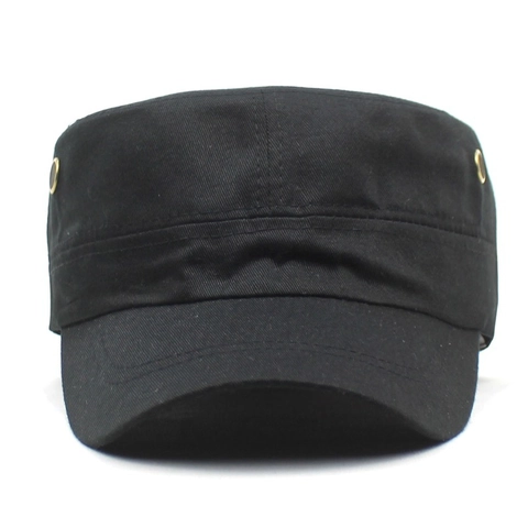Men Cotton Flat Top Cadet Cap Adjustable Army Military Style Hat Solid Color Sun Protection Breathable Outdoor Sport Cap