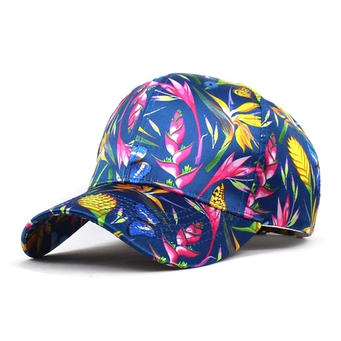 Women Fashion Satin Printed Baseball Cap Tropical Floral Butterfly Sun Protection Outdoor Sports Adjustable Snapback Hat