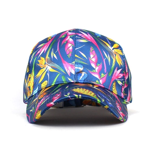 Women Fashion Satin Printed Baseball Cap Tropical Floral Butterfly Sun Protection Outdoor Sports Adjustable Snapback Hat