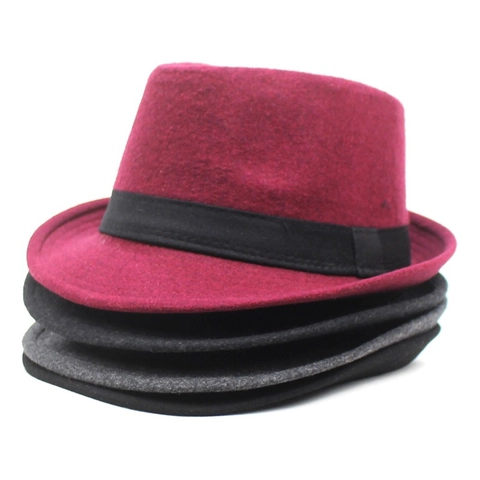 Chapeau Fedora Vintage en Mélange de Laine Style Britannique Jazz Homme Femme Classique Petit Bord Feutre Trilby Fête