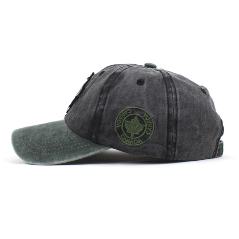 Retro Washed Cotton Spliced Baseball Cap Maple Leaf Canada Embroidery Distressed Casual Adjustable Sun Hat For Men Women