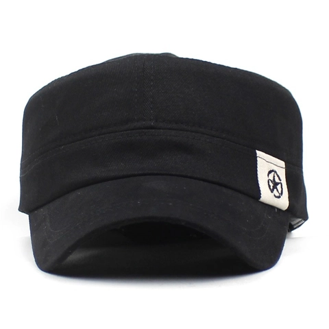 Berretto Cadet in Cotone Cappello a Cilindro Uomo Donna Sport all'Aperto Regolabile Vintage Army Military Style Star Patch Cap
