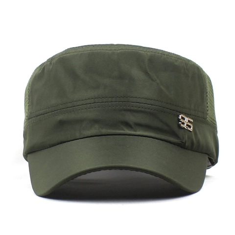 Breathable Mesh Patchwork Cadet Cap For Men Women Flat Top Military Style Sun Protection Adjustable Outdoor Hat