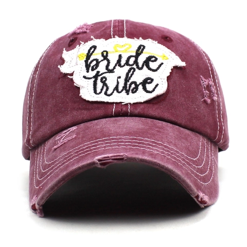 Cappellino da Baseball Donna in Cotone Lavato Invecchiato Bride Tribe Ricamato Regolabile Parasole Accessori Festa Matrimonio
