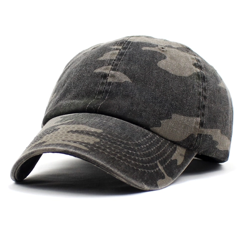 Camouflage Cotton Baseball Cap For Men Women Adjustable Washed Distressed Outdoor Sunshade Sports Sun Hat Camo Peak Cap