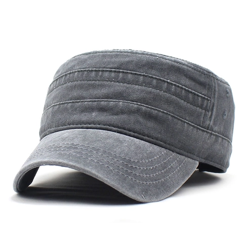 Berretto Cadet in Cotone Lavato Vintage per Uomo Donna Cappello Militare Regolabile a Testa Piatta Cappello da Pattuglia Distressed Cappello da Sole All'aperto