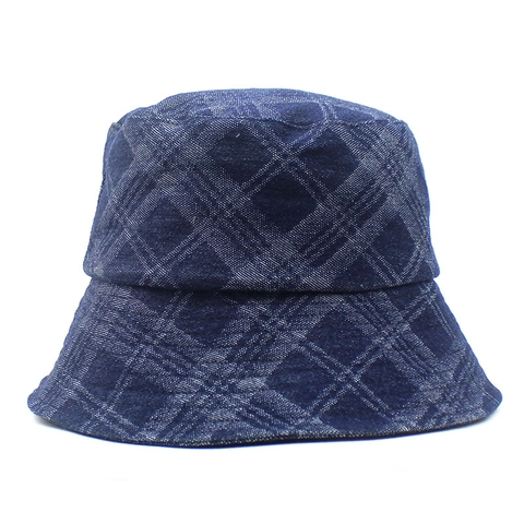 Retro Washed Denim Plaid Bucket Hat For Men Women Outdoor Sun Protection Fashion Checkered Sunshade Fisherman Hat Cotton