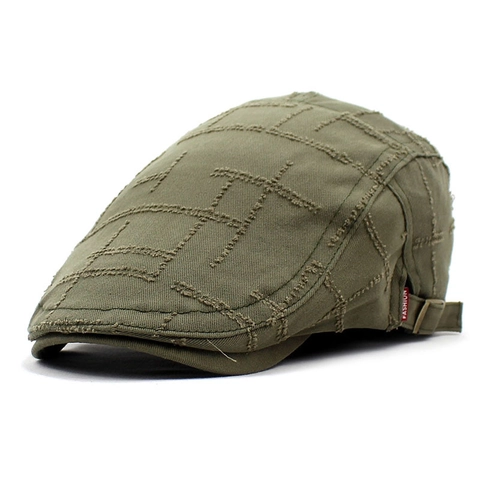 Gorra Plana de Algodón Vintage para Hombre Mujer Ajustable Desgastada Cuadros Gorra Newsboy Casual Sombrilla Gorra de Exterior