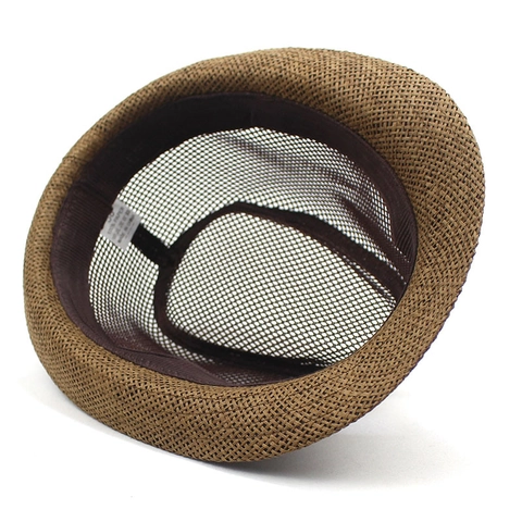 Cappello Fedora in Rete Traspirante Estivo per Uomo Donna Cappello da Sole Jazz in Paglia Con Fibbia in Metallo Fascia