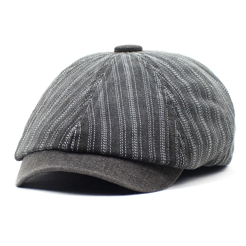 Cappello da Strillone Gessato in Cotone Unisex Vintage Berretto Stile Britannico Retro per Uomo Donna Moda Casual All'aperto