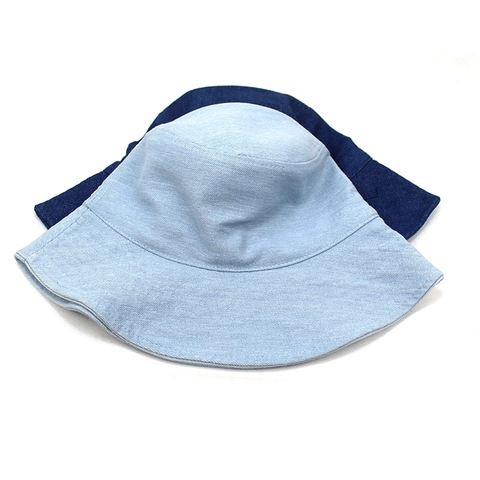 Damen Herren Denim Fischerhut Breite Krempe Faltbar Sonnenschutz Outdoor Casual Sun Hat Einfarbig Gewaschener Denim Hut