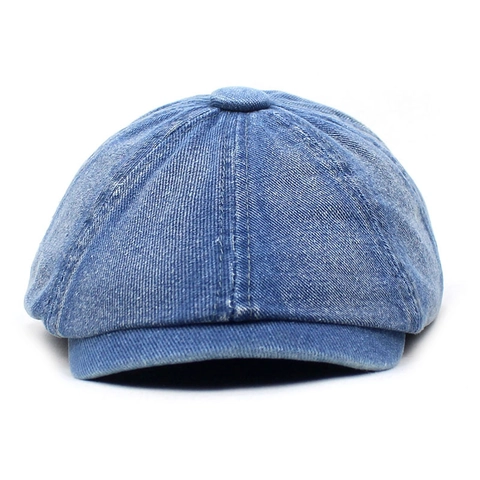 Berretto Newsboy Unisex in Denim di Cotone 100% Retrò Cappello Ottagonale Classico Basco Lavato Distressed per Uomo Donna Berretto Casual da Pittore