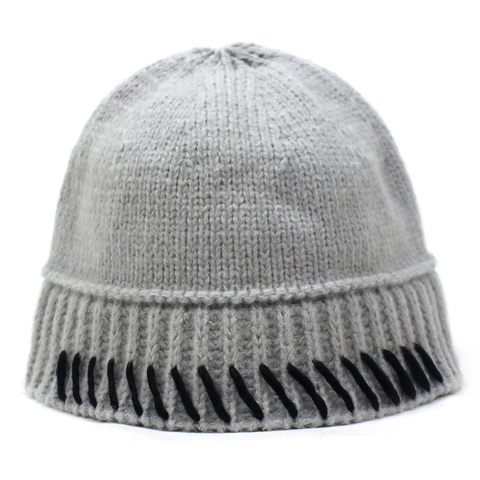 Women Winter Knitted Beanie Hat With Contrast Stitching Warm Thick Soft Pullover Cap For Outdoor Casual Daily Wear