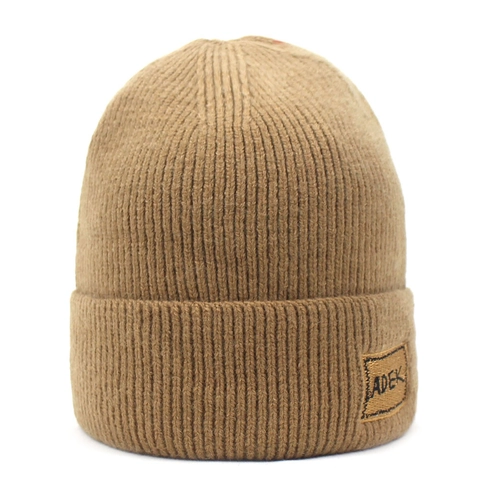 Berretto in Maglia Caldo Per Uomo Donna Tinta Unita Invernale A Coste Con Toppa Lettera Casual Outdoor Soft Skull Cap