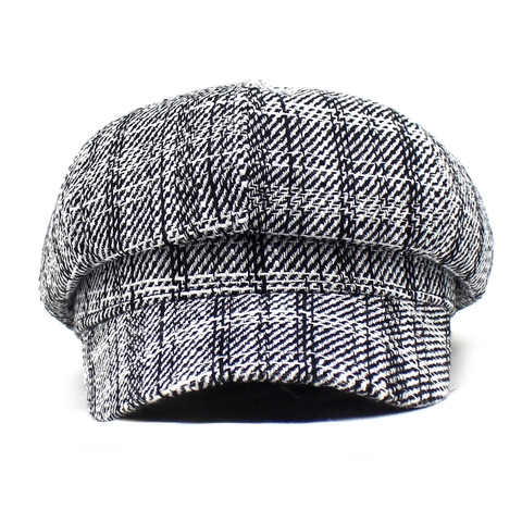 Vintage Britse Stijl Geruit Newsboy Pet Voor Vrouwen Herfst Winter Warm Tweed Achthoekige Hoed Retro Mode Baker Boy Pet