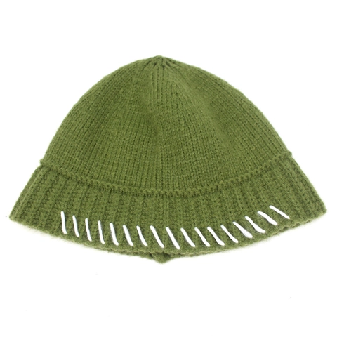Women Winter Knitted Beanie Hat With Contrast Stitching Warm Thick Soft Pullover Cap For Outdoor Casual Daily Wear