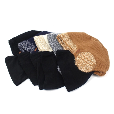 Winter Knitted Sheep Wool Beanie And Neck Scarf Fleece Lined Warm Mask Men Women Outdoor Cycling Windproof Ear Protection