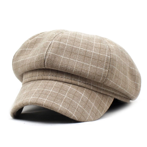 Vintage Geruit Wollen Krantenjongen Pet Voor Vrouwen Herfst Winter Warm Achthoekige Hoed Britse Stijl Retro Baret Buiten Accessoire