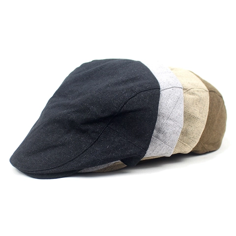 Boina Vintage de Algodón Poliéster para Hombre Gorra Plana Retro Casual Transpirabile Protección Solar Exterior Color Sólido