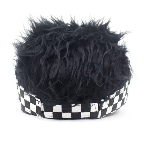 Novelty Wig Baseball Cap Checkerboard Pattern Funny Visor Hat With Spiky Synthetic Hair For Men Women Party Hip Hop Headwear