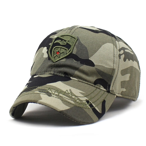 Heren Tactische Camouflage Baseballpet Geborduurd Adelaarschild Badge Katoen Outdoor Verstelbare Militaire Zonnehoed