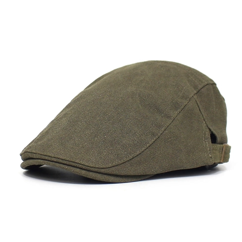 Men's Vintage Cotton Beret Hat Retro Solid Color Ivy Cap Breathable Adjustable Flat Cap Spring Autumn Outdoor Sun Hat