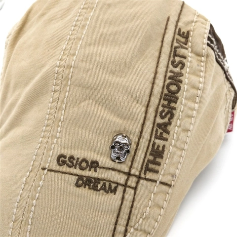 Coppola Classica in Cotone per Uomo Donna Berretto Newsboy Regolabile Con Ricamo Decorazione a Teschio Protezione Solare Outdoor