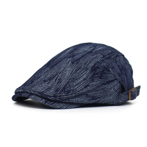 Vintage Britischer Stil Baumwolle Baskenmütze Für Herren Damen Denim Textur Verstellbare Schiebermütze Lässig Schirmmütze