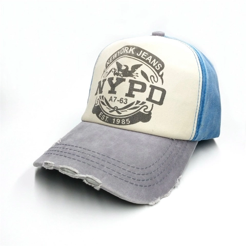 Cappellino da Baseball Vintage Effetto Invecchiato Multicolore Stampa NYPD Regolabile Parasole Per Uomo Donna Outdoor Casual Moda