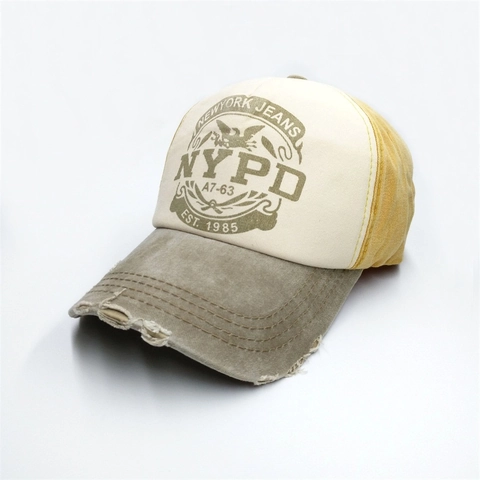 Cappellino da Baseball Vintage Effetto Invecchiato Multicolore Stampa NYPD Regolabile Parasole Per Uomo Donna Outdoor Casual Moda