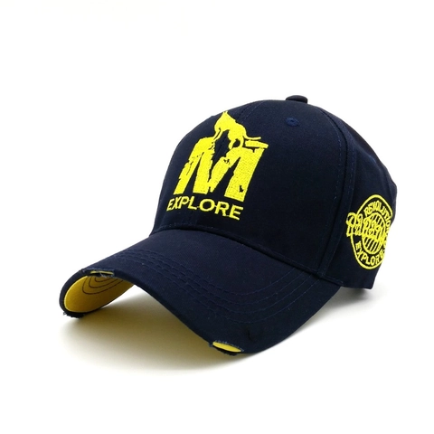 Berretto da Baseball Vintage Effetto Consumato Uomo Donna Cotone Poliestere Ricamato Lettera M Explore Parasole Regolabile Cappello