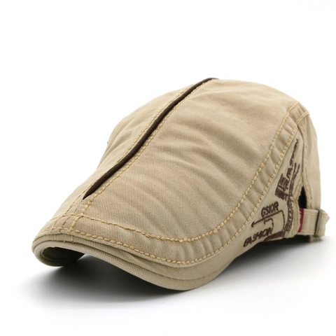 Béret en Coton Vintage Pour Hommes Femmes Casquette Plate Réglable Style Britannique Chapeau Avec Broderie de Lettres