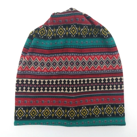 Bohemian Geometric Knitted Beanie For Men Women Vintage Ethnic Jacquard Pullover Hat Winter Outdoor Warm Pullover Cap