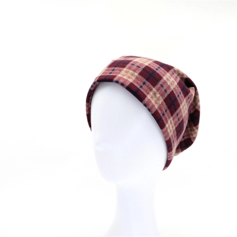 Dames Geblokte Beanie Muts Zachte Kasjmier Imitatie Warme Slouchy Pet Schotse Ruit Hoofdbedekking Voor Herfst Winter Buitenshuis